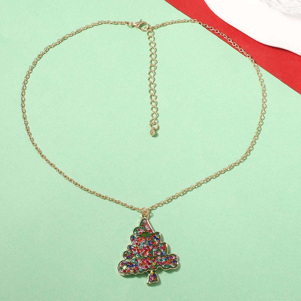 Christmas new creative color personalized alloy Christmas tree pendant necklace, simple and versatile