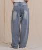 Ellamo 54_1 Women'S One-Pin Tuck Washed Wide Denim Pants (Basic/Long)_Light Blue