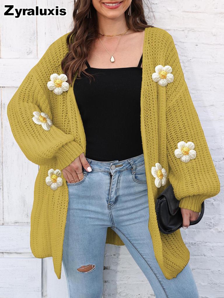 Gilet Cardigan Grosse Maille pour Femme, Nouveautés Automne Style Décontracté Lâche