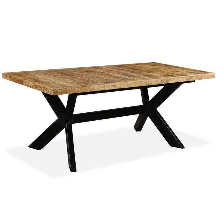 VidaXL Table de salle à manger Bois de manguier solide et Acier 180 cm