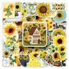 50 Waterproof Sunflower Cartoon Graffiti Stickers for Notebook & Luggage Decoration