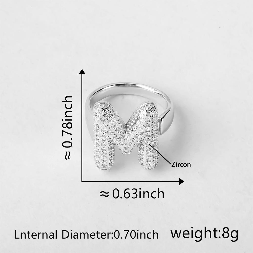 26 Letter Open-Ended Zircon Ring INS Minimalist Series Gift For Friends