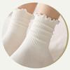 3 Pairs Women's Socks Mid-tube Spring and Autumn White Atmosphere Wavy Edge Socks Black and White