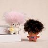 Funny Plush Keychain Cute Bag Charms with Pom Pom Hair Soft Stuffed Keyrings for Handbag Backpack Purse Accessory