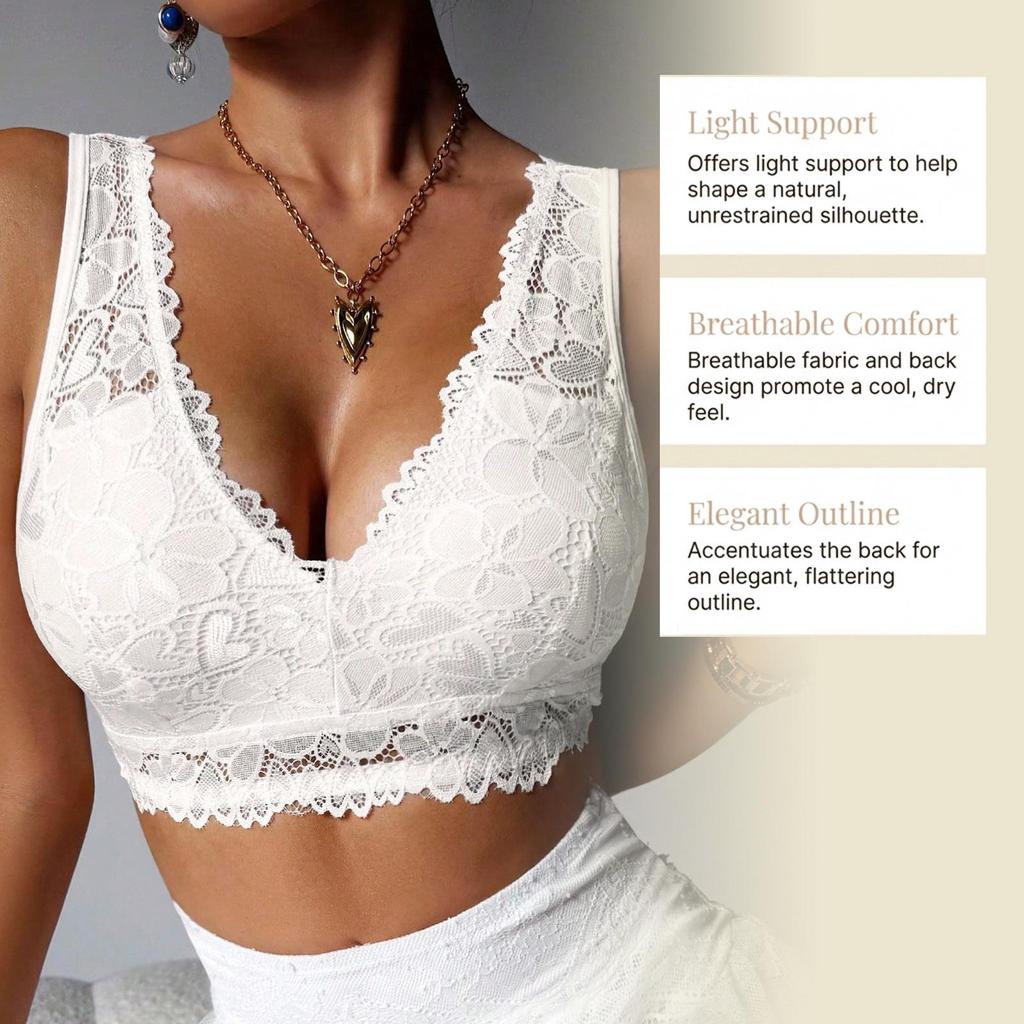 Zeriluna Lace V-neck Push-up Bra: Sexy, Skin-friendly, Breathable, Seamless, Comfortable, Fashionable Design with Beautiful Back.