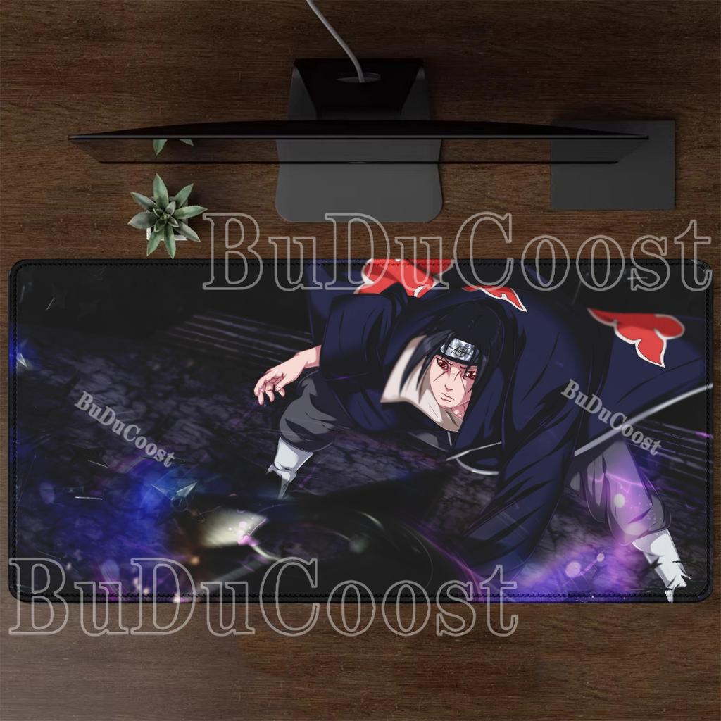 Naruto Uchiha Itachi Mouse Pad Computer XXL Office Accessories Desk Mat Keyboard Anime HD Printing Gaming Non-slip Base Mousepad