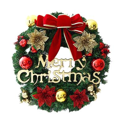 Ghirlanda natalizia con fiocco e palline di fiori finti 12 pollici Ghirlanda appesa di buon Natale Ghirlanda artificiale per la decorazione della parete della porta d'ingresso