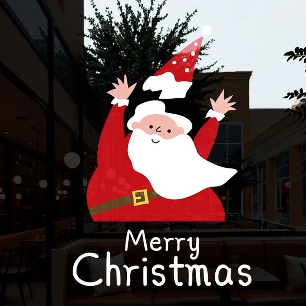 Bunte Weihnachtsmann-Aufkleber Kollisionsschutz Weihnachtsbaum Glas Elektrostatische Folie Beidseitig sichtbar Faltbar