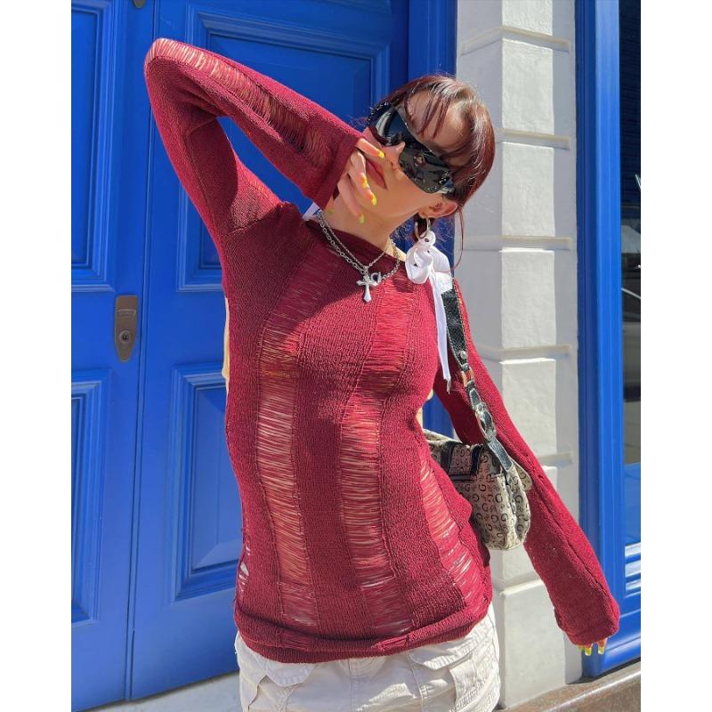 

Женский осенне-зимний свитер-пуловер с открытой спиной в винтажном стиле, однотонный L бордовый