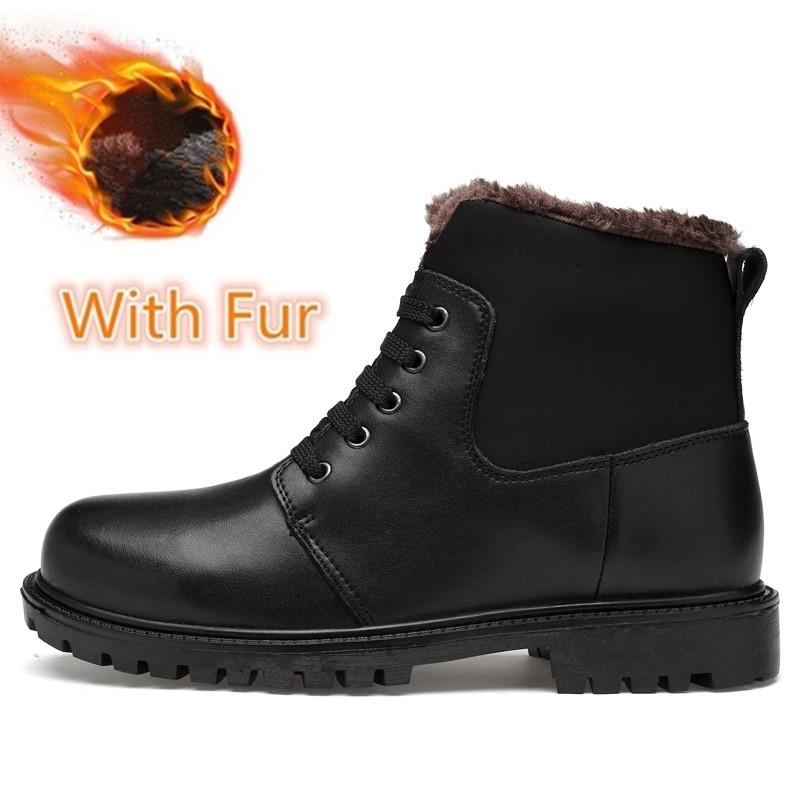 Newest Genuine Leather Men'S Winter Boots Quality Warm Sonw Shoes Male Lace Up Casual Sneakers For Men Comfort Motorcycle Boots Man