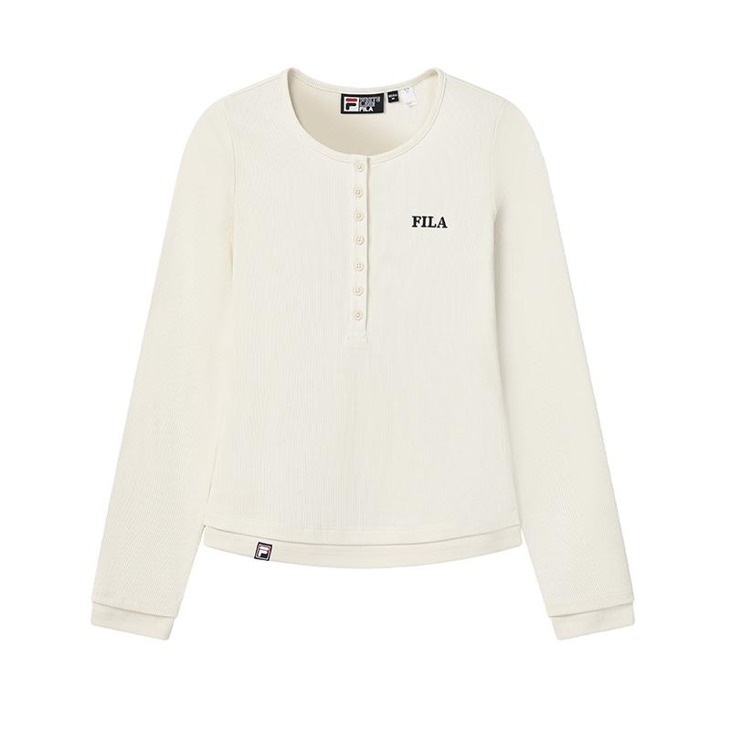 FILA Original Classic Retro Casual Sports Simple Versatile Comfortable Knitted Long Sleeve T-Shirt Women tops F11W619216FIV S