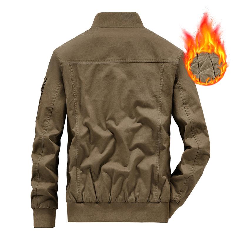 Fleece Bomber Jacket Men's Spring and Autumn Cotton Washed Loose Tooling Casual Jacket