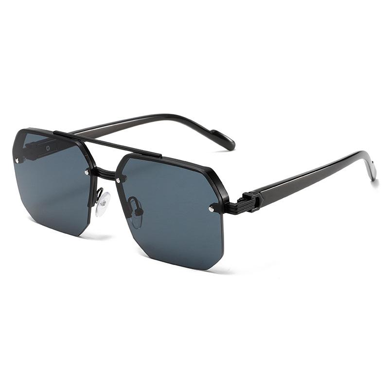 Men's Half-frame Double-beam Driving Sunglasses Simple Style Classic Versatile Anti-ultraviolet Sunglasses