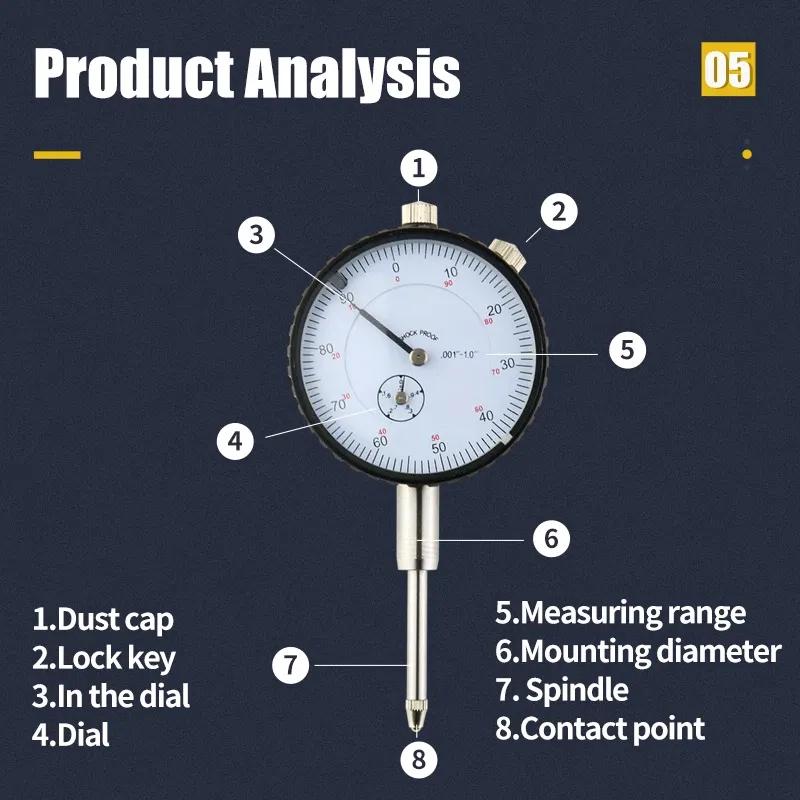 0-1" Dial Indicator Imperial Dial Bore Gauge Indicator Hour Type Micrometer Gauges For Measurement Tools Comparator Watch Metric