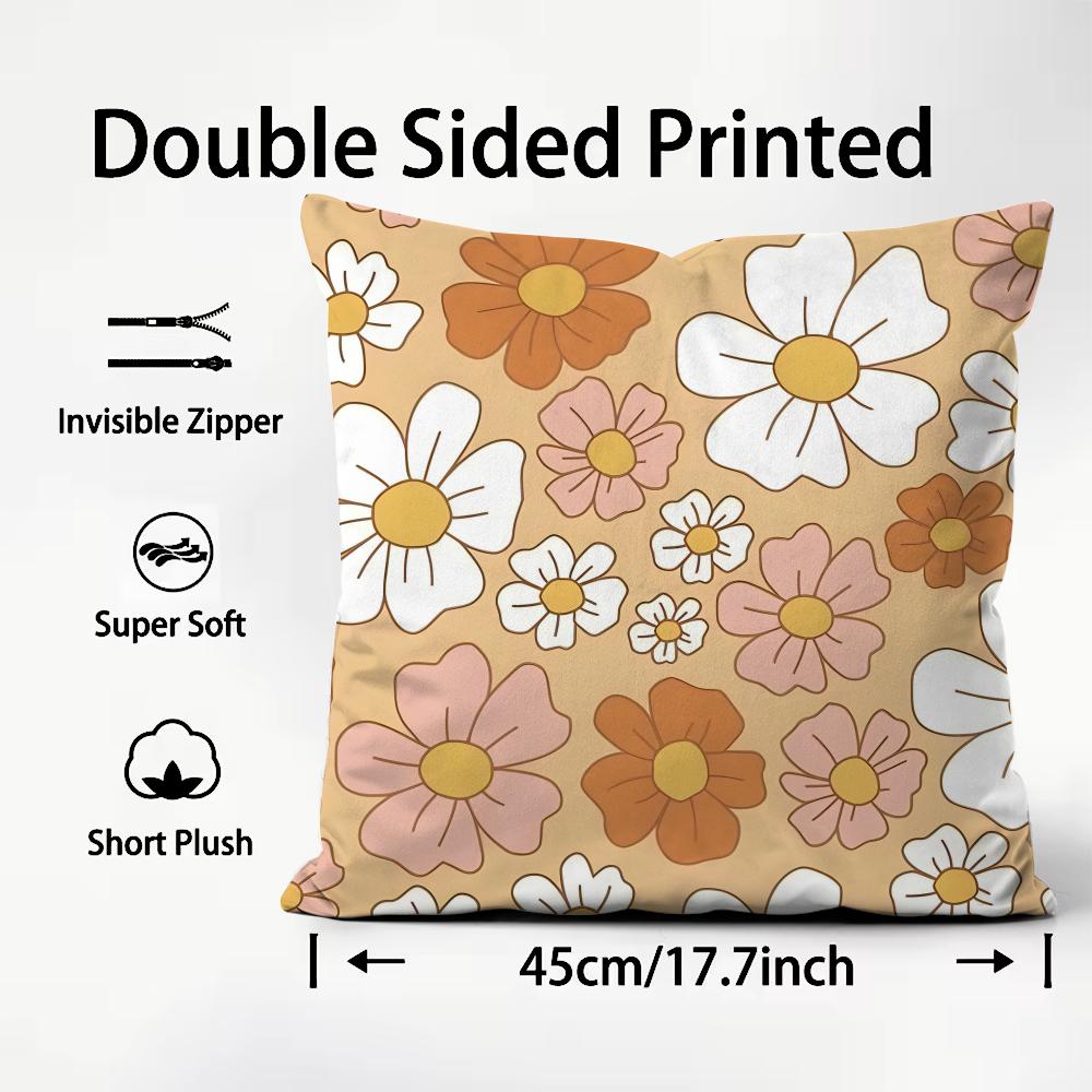 Retro Floral INS Cushion Cover Plush Fabric Soft DoubleSided Printed Sofa Warm Winter Home Child Gift Pillow Case
