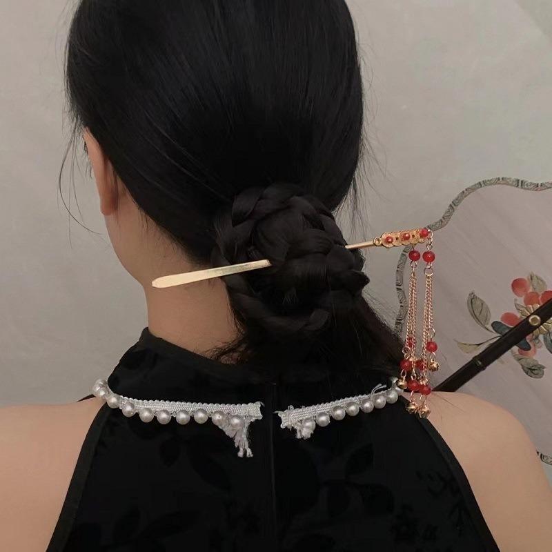 1pc Fashion Ancient Style Copper Coins Bells Tassels Hairpins New Chinese Style Money Flower Steps Hairpins Hanfu Headwear