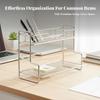 Desktop Storage Rack with Guard Rail Multipurpose Shelf Stable for Desk