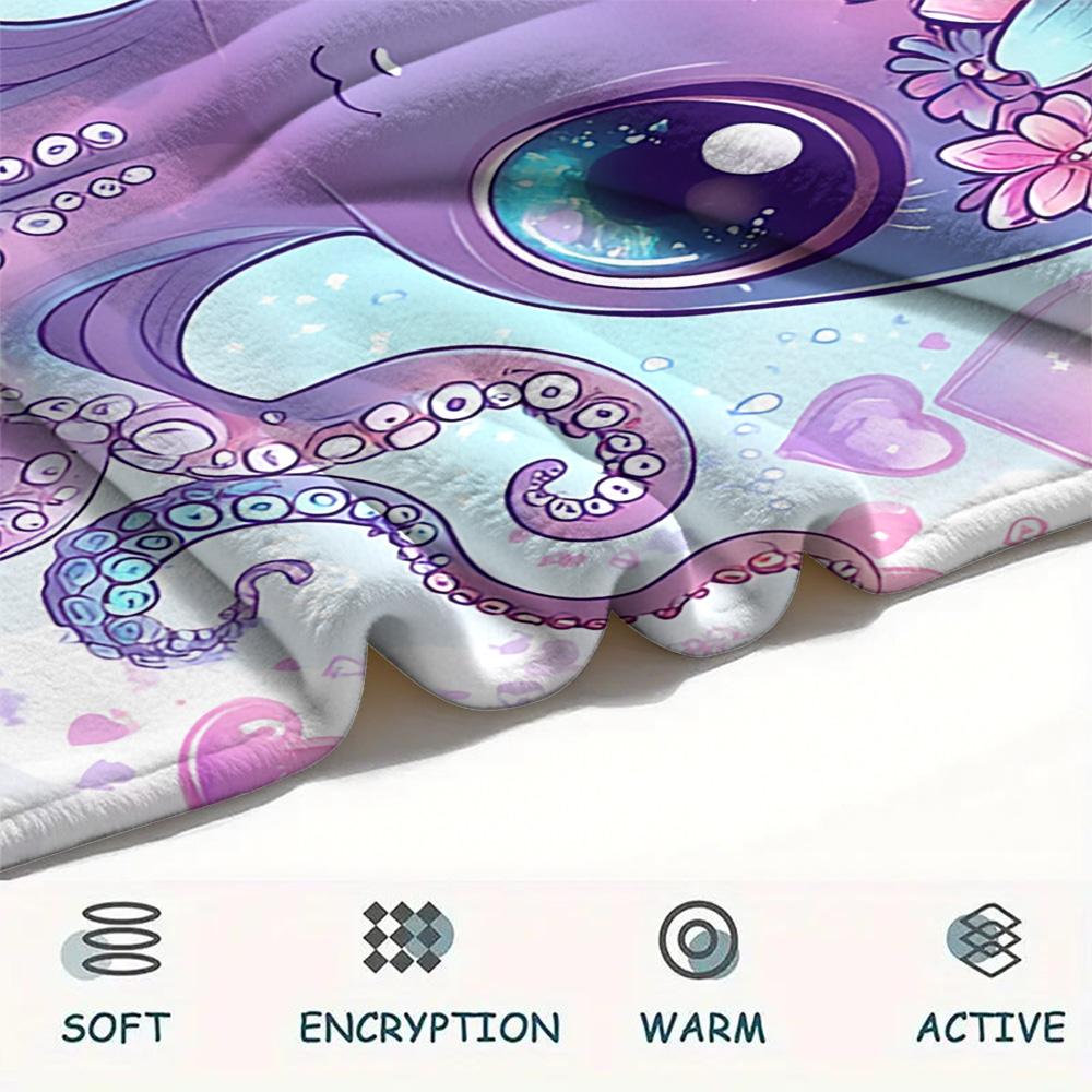 Octopus Print Flannel Blanket, High quality Comfortable for All Seasons, Home Decor, Warmth and Comfort, Perfect for Christmas Gifts
