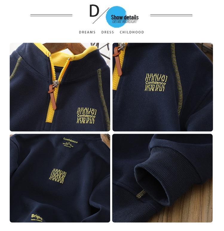 Chłopięca bluza z kapturem na rok 2025, podszyta polarem, ze stójką - Stylowa zimowa warstwa bazowa dla dzieci w wieku od średniego do dużego