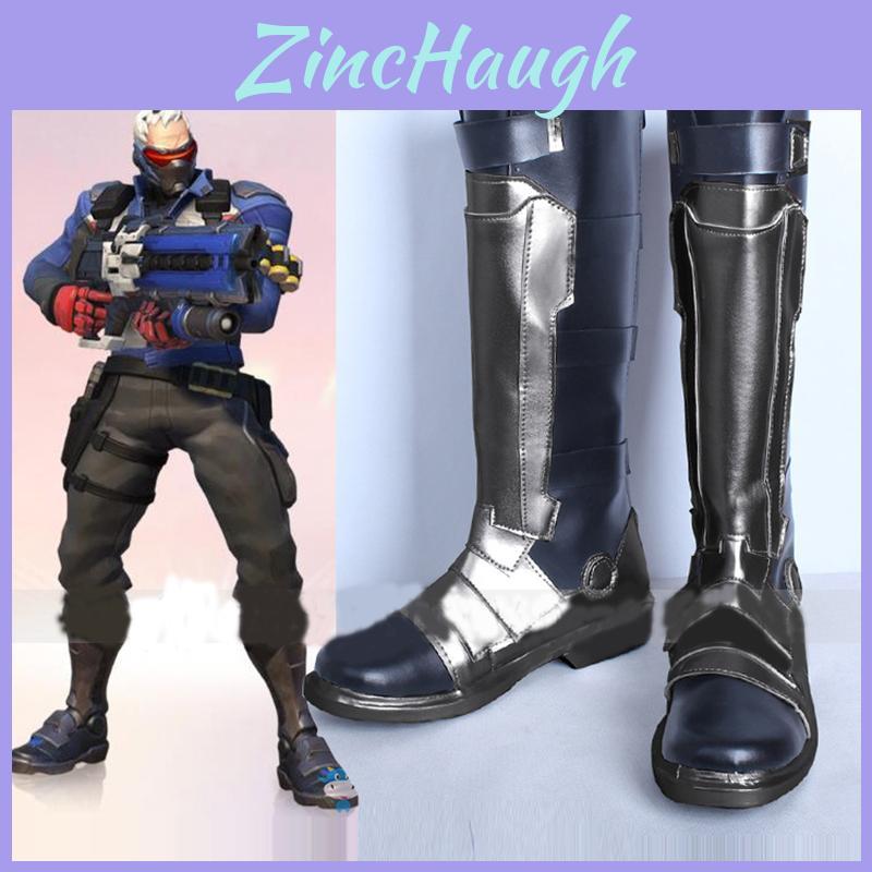 Overwatch Soldier 76 Cosplay Boots Custom Made Comfortable Pu Leather Shoes
