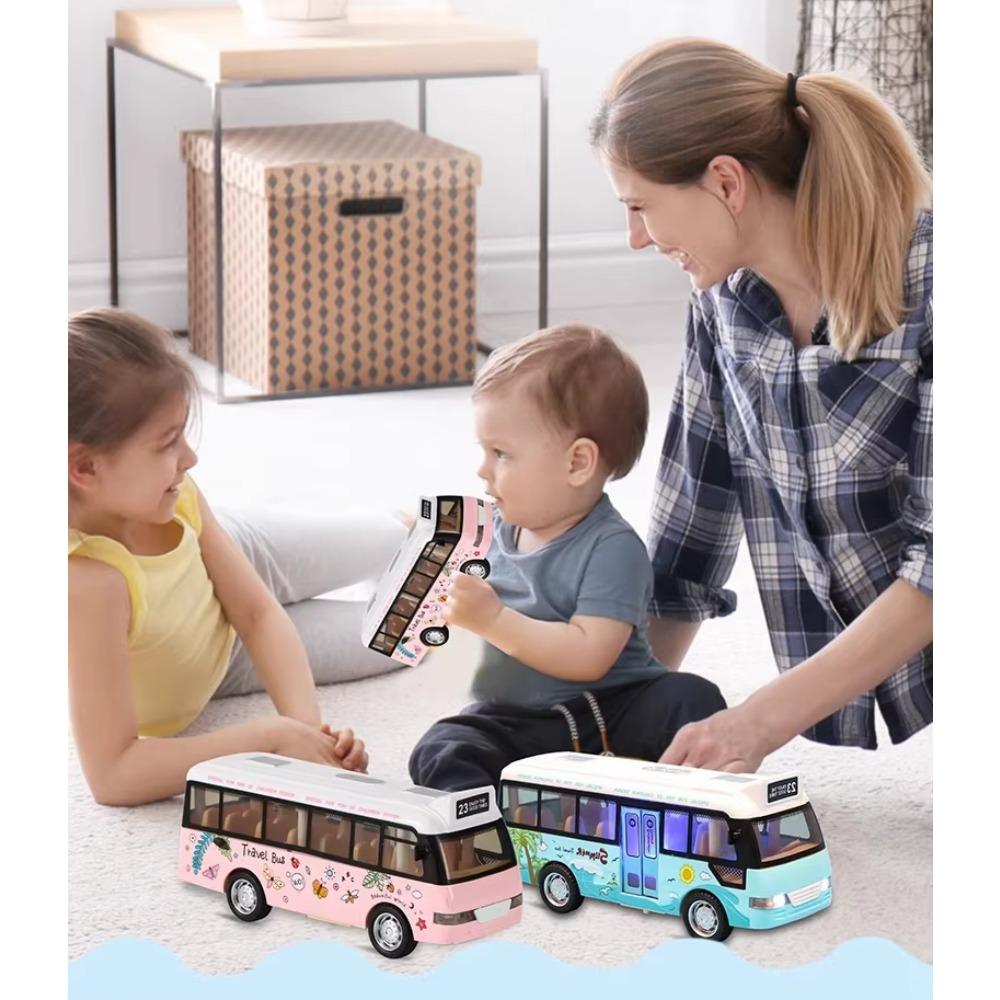 School Bus Toys Cars Die Cast Little Cars City Bus with Sound and Light Up Friction Powered Cars Play Toys Gift for Kids