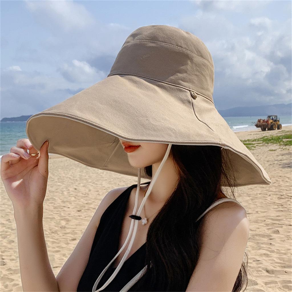 Summer Sun Hat for Women All-match Double-sided with Large Brim Fisherman Hat Outdoor Anti-ultraviolet Travel Sun Hat
