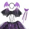 Halloween Costume Set Headband Hair Band Clothes Outfits Tutu Skirt and Wing Festival Theme Party