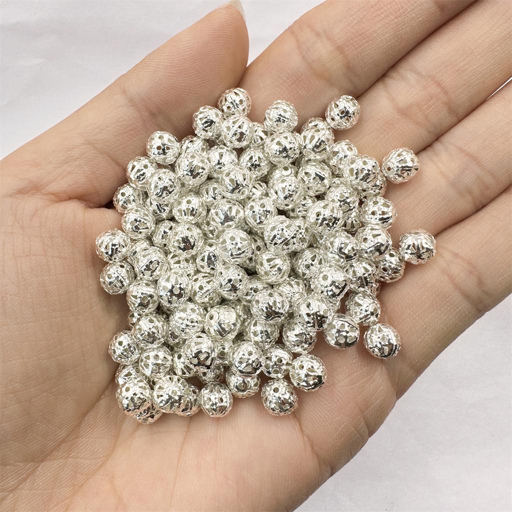 Space Loose Beads For DIY Neckalce Beacelet Hollow Charms Bead Silver Gold Plated 4-12mm