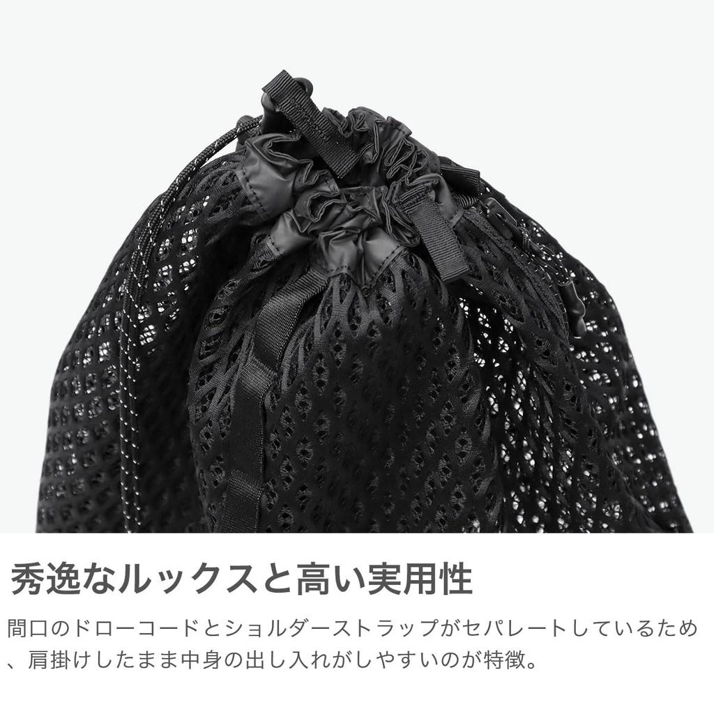 Snow Peak Double Face Mesh Shoulder Size Bag, One, BLACK, AC-25SU408