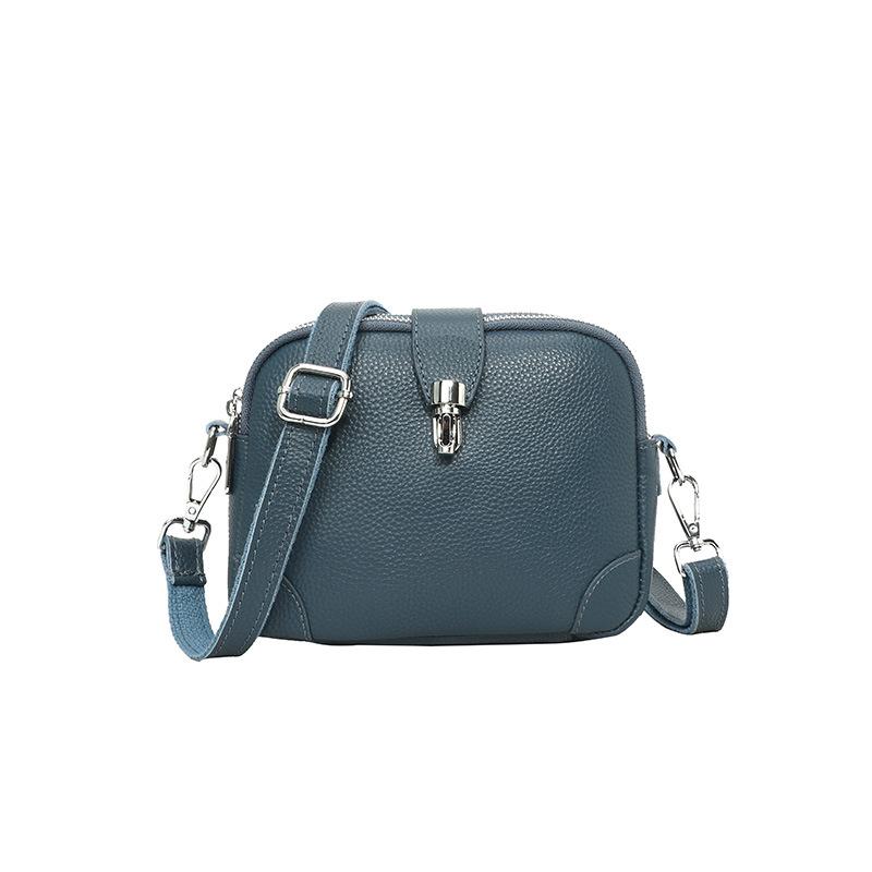 Η πρώτη στρώση γυναικεία τσάντα ώμου από δέρμα αγελάδας άνοιξη και καλοκαίρι νέα κλειδαριά τσάντα messenger από γνήσιο δέρμα μεγάλης χωρητικότητας ευέλικτη μικρή τετράγωνη τσάντα