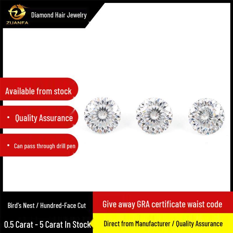 Round Special Cut Leaf Bird s Nest Moissanite with Certificate & Laser Inscription 6.5mm (1 Carat) + Certificate & Laser Inscription