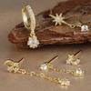 5pcs Sets Vintage Star Moon Zircon Earrings For Women Girls Luxury Delicate Small Long Tassel Stud Earrings Fashion Jewelry