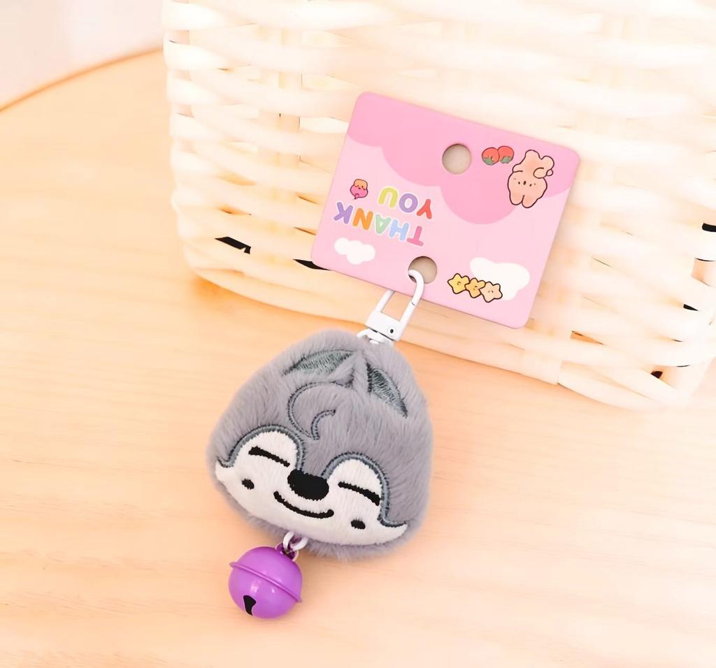 New 5Cm Cartoon Plush Toy Keychain Animal Head Bell Accessories Clothing Backpack Pendant Keychain Skzoo Fan Gift
