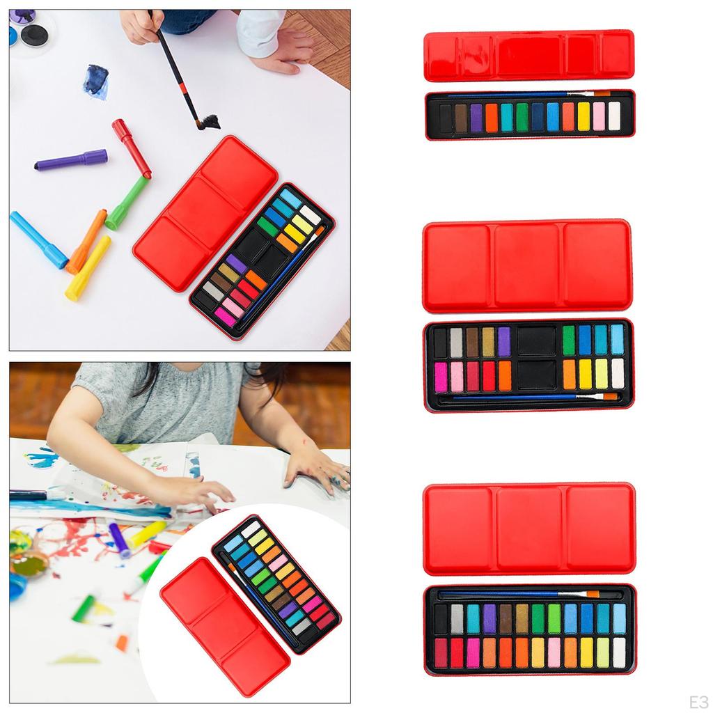 Watercolor Paint Set Washable Water Colors with Brush and Palette for Color Painting