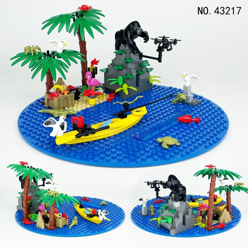 Kinderspielzeug Felsenlandschaft Orang-Utan Ruderblöcke Urlaubsinsel Figuren Bauspielzeug Reptil Pädagogisches Kinderspielzeug.