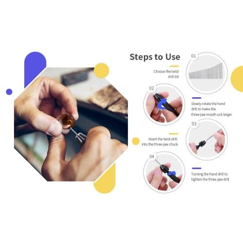 WANJICHENRUI 10-Piece Set with Pin Vise, Hand Drill, Craft Tools, Plastic Model Tools, and Storage Case for DIY Crafts (Black)