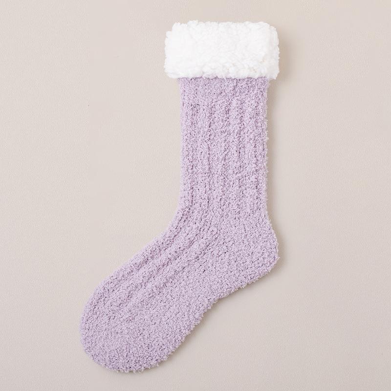 Coral Velvet Socks Women's Winter Plus Velvet Thick Warm Floor Socks Home Sleep Plush Autumn Winter Snow Moon Socks