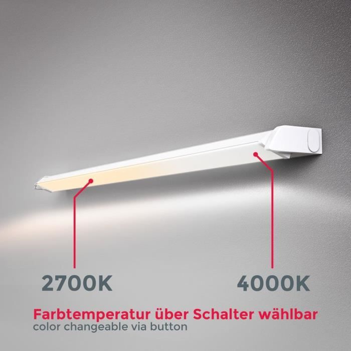 Réglette LED barre lumineuse placard pivotable de 150° pour cuisine atelier couleur blanche
