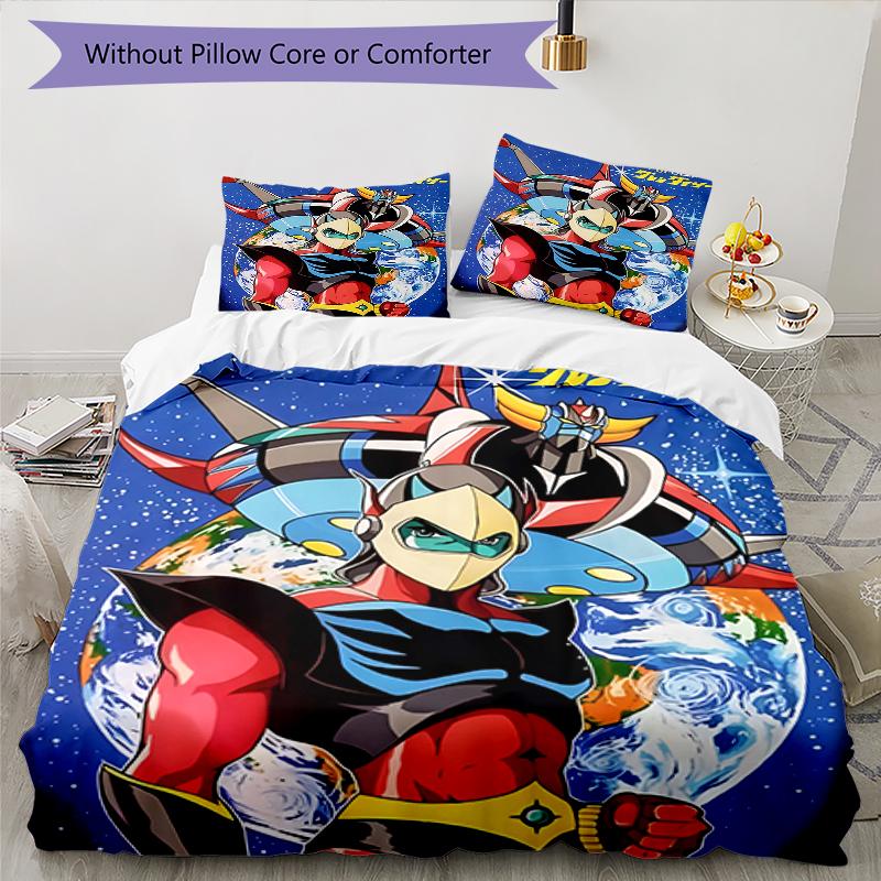 3pcs UFO Robot Grendizer7 Design Cover Set - HD Printed Bedding with 1 Cover and 2 Pillowcases - Perfect for Home and Dorm Decor