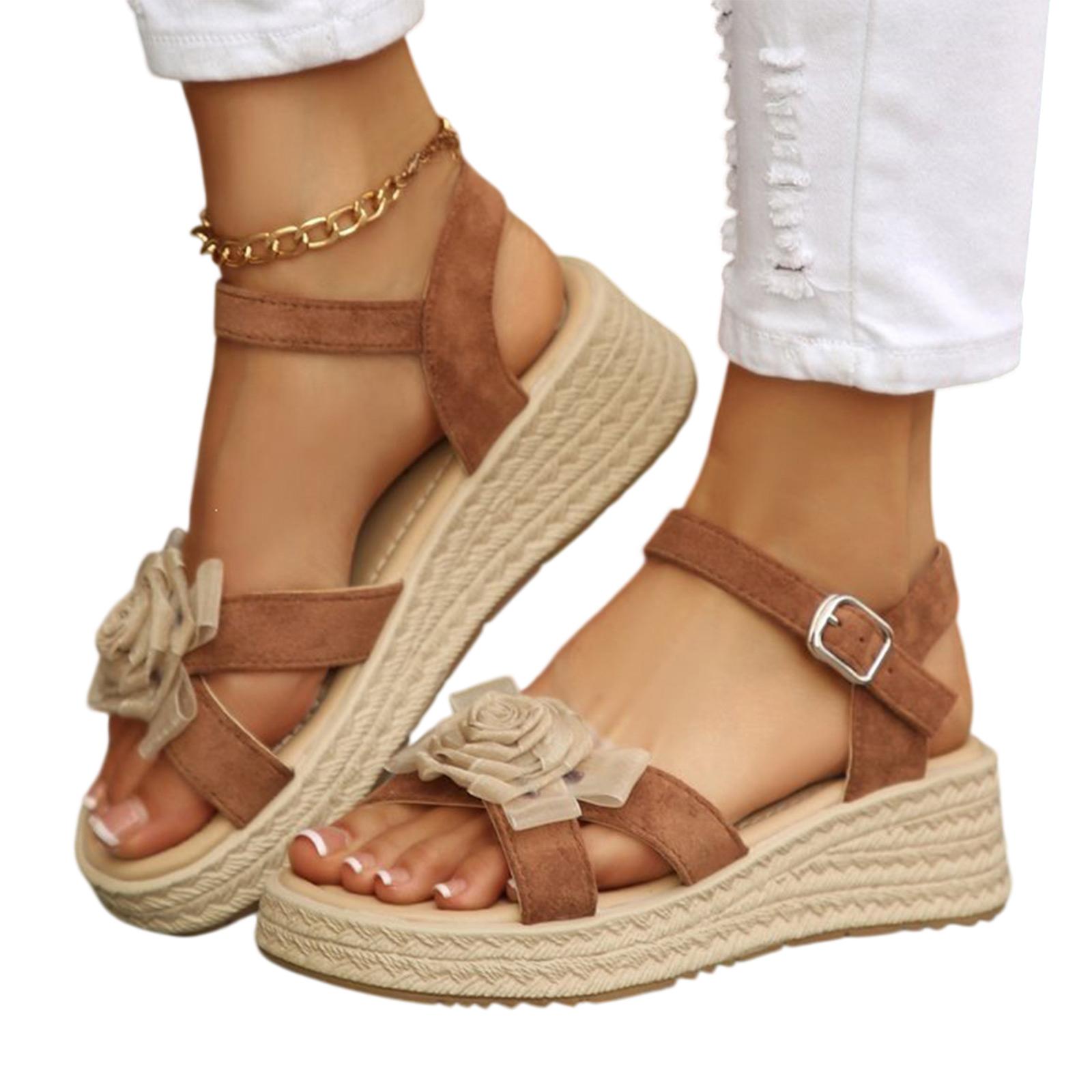 

Sandals Women Summer Orthopedic Shoes Thick Sole Roman Sandals Comfortable Wide Foot Beach Sandals Soft Insole Sandals Casual Summer Shoes 41 коричневый