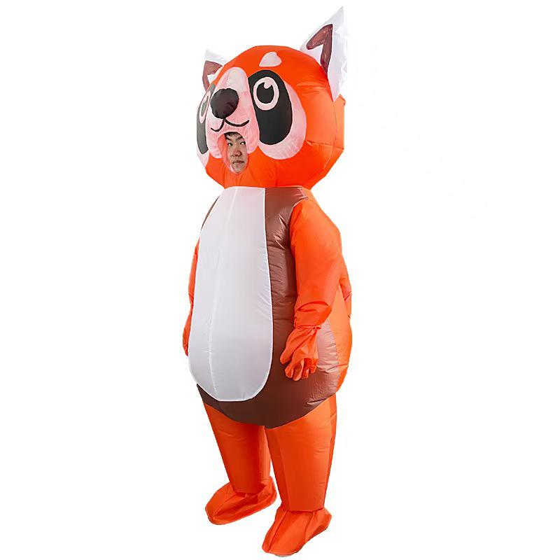 Orange Panda Inflatable Holiday Costume for Christmas, Easter, and Parties - Fun Performance and Role Play Outfit