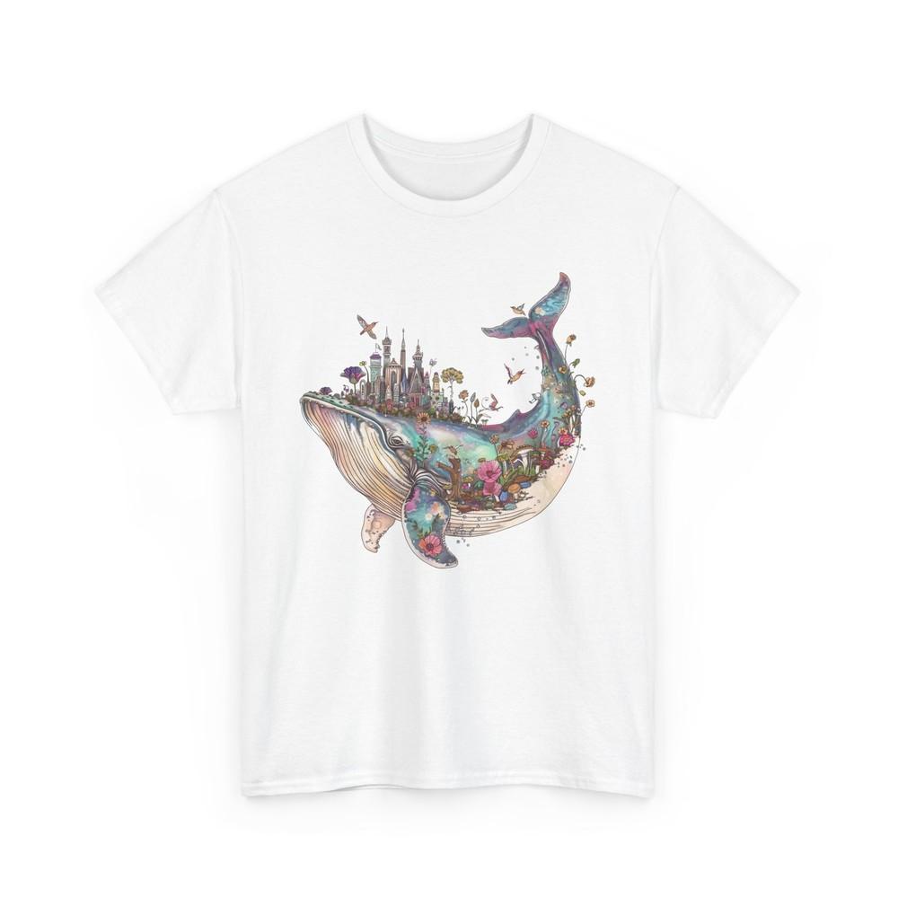 

Футболка City Skyline | Футболка в стиле городской уличной одежды | Бохо Сюрреалистичная футболка с китом и городом XL