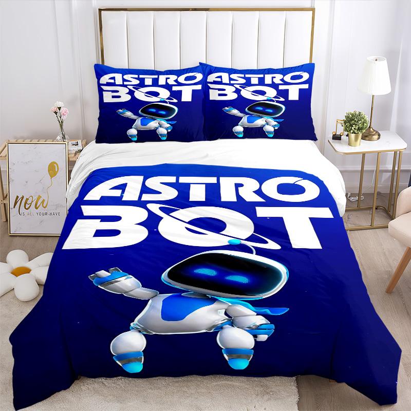 Astro Bot Przygoda Nadruk 3-częściowy Komplet Pościeli Poszewka na Kołdrę z 2 Poszewkami na Poduszkę Domowy Prezent Urodzinowy