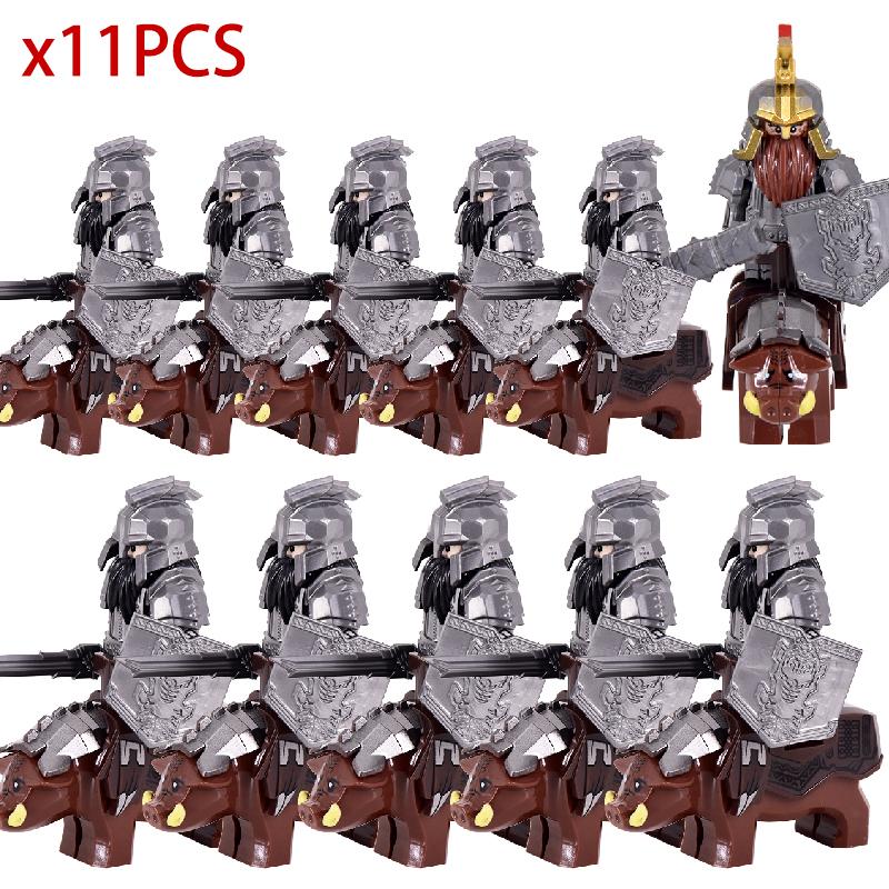 Mittelalterlicher Herr Ritter Zwergenführer Krieger Militärsoldat Figuren Reittier Ziege Schweine & Pferd Figur Baustein Spielzeug für Kinder