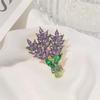 Rhinestone Crystal Purple Lavender Pin Badges Corsage Metal Backpack Icons Elegant Women Brooches Denim Lapel Girls Jewelry