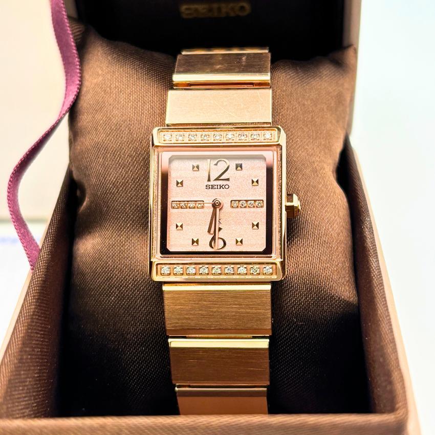 [USED] Working SEIKO Rukia Karite Diamond-Set Pink Gold Women's Watch