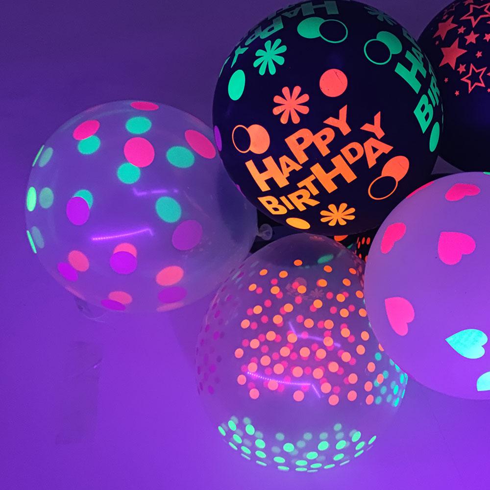 10-50pcs Neon Fluorescent Latex Balloon 12inch Glow In The Dark Glow Luminous 80s 90s Birthday Party Wedding Decoration Supplies