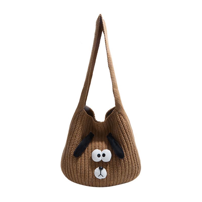 2025 Stylish Knitted Dog Crossbody Bag - Large Capacity Autumn/Winter Shoulder Bag for Women