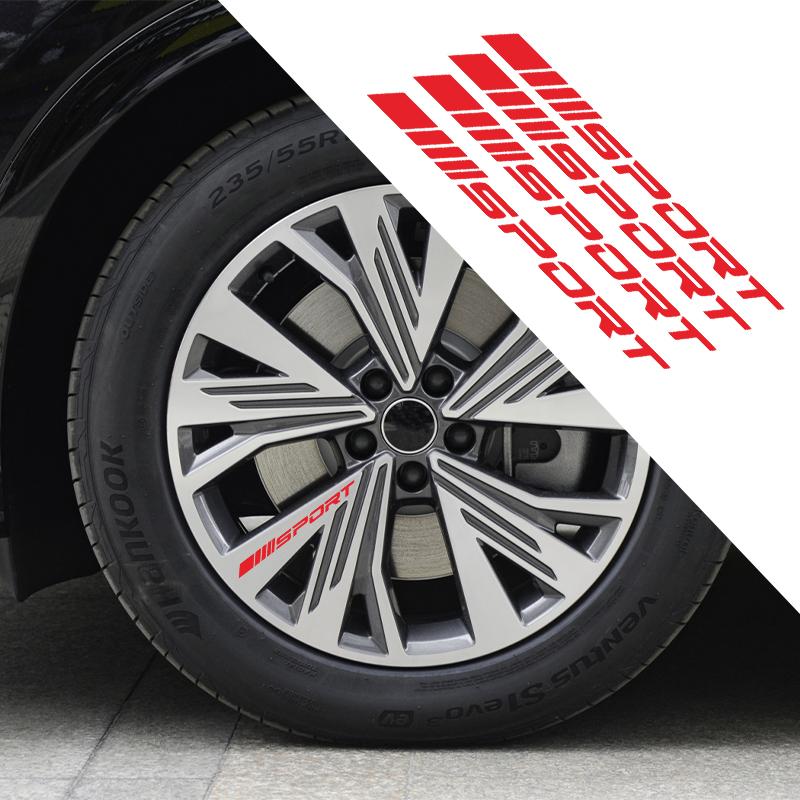Fashion 4pc Car Stickers Wheels Rims Sport Racing Diy Stripes Decorative Stickers Emblem Car Styling Car Suv Truck Accessories