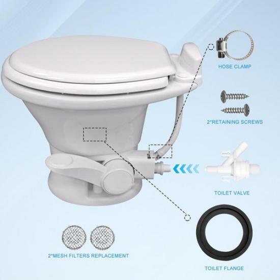 Toilet Valve & Seal Kit - Freeze-Resistant Flush Camper Toilet Valve Parts for 3